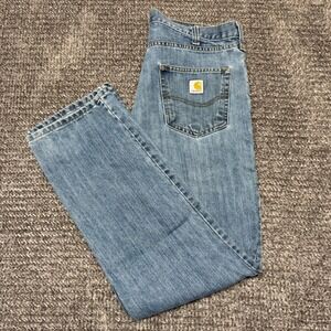 Carhartt Mens Relaxed Fit Jeans 36x34 Blue Denim Medium Wash Work Pants